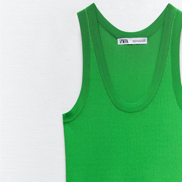 Zara Ribbed Green Tank Top - Picture 3 of 7